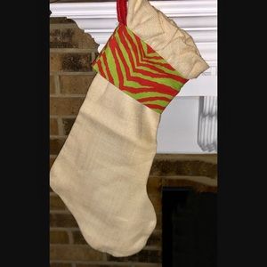 New Handmade Christmas Stocking Burlap Red Green